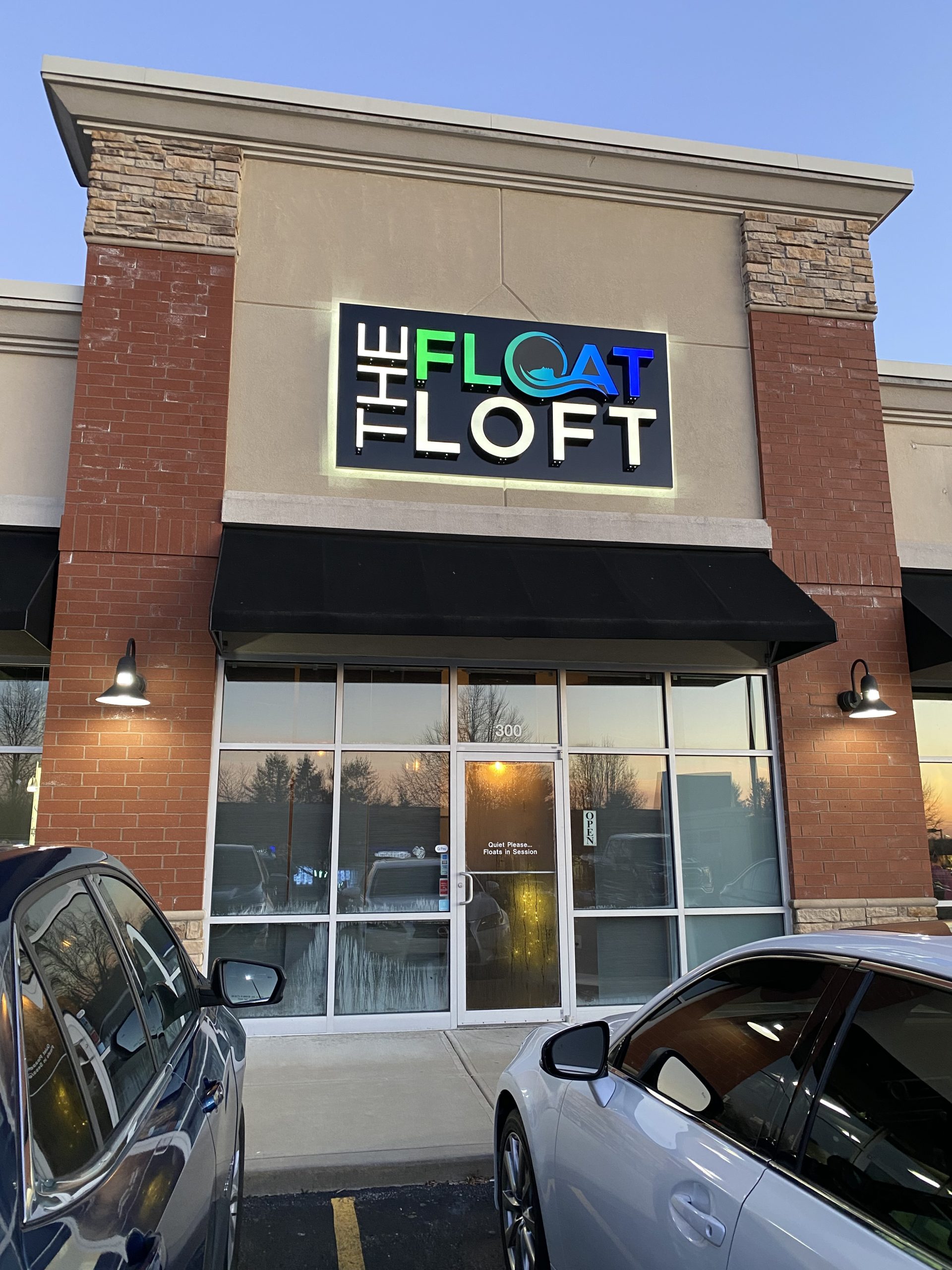 The Float Loft storefront with branded signage, West Chester Ohio